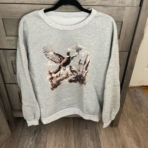 Gray Sweatshirt with Pheasant Design